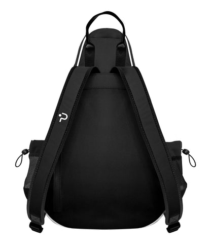 Black backpack for  padel rackets with a brand logo on a white background
