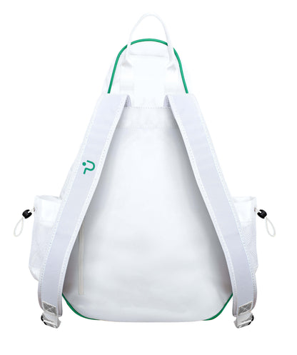 white padel racket backpack with tennis green accents nice design and practical